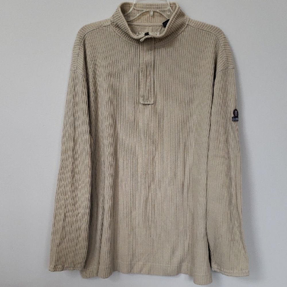 Aigle 1/4 Zip Sweater Mens XL Heavy Cotton Rib Knit Pullover Classic Casual
